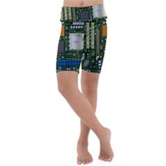 Illustration Motherboard Pc Computer Kids  Lightweight Velour Cropped Yoga Leggings by danenraven