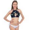 Galaxy Cosmos Rocket Spaceship Ufo Cross Front Halter Bikini Top View1