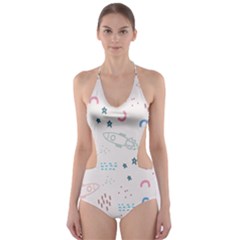 Galaxy Spaceship Patternstar Cut-out One Piece Swimsuit by Wegoenart
