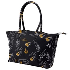 Leaves Coffee Digital Paper Cup Canvas Shoulder Bag by Wegoenart