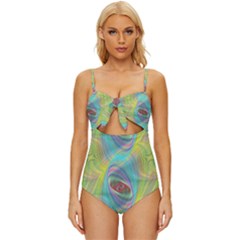 Ellipse Pattern Elliptical Abstract Knot Front One-piece Swimsuit by Wegoenart