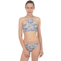 Pattern Wallpaper Math Formula Albert Einstein Racer Front Bikini Set by danenraven