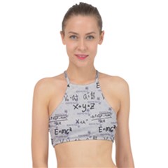 Pattern Wallpaper Math Formula Albert Einstein Racer Front Bikini Top by danenraven