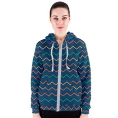 Pattern Zig Zag Colorful Zigzag Women s Zipper Hoodie by Wegoenart