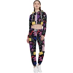 Fashion Pattern Accessories Design Cropped Zip Up Lounge Set by Wegoenart