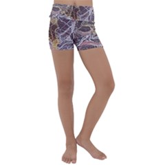 Marble Pattern Texture Rock Stone Surface Tile Kids  Lightweight Velour Yoga Shorts