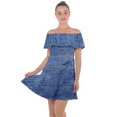 Jeans Off Shoulder Velour Dress by nateshop