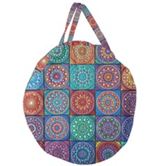 Mandala Art Giant Round Zipper Tote by nateshop