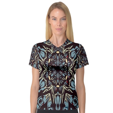 Pattern-mandala V-neck Sport Mesh Tee by nateshop