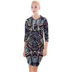 Pattern-mandala Quarter Sleeve Hood Bodycon Dress by nateshop