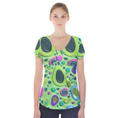 Blob Ring Circle Abstract Short Sleeve Front Detail Top by Wegoenart