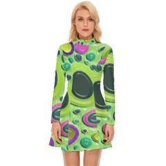 Blob Ring Circle Abstract Long Sleeve Velour Longline Dress by Wegoenart