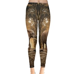 Sculpture Travel Outdoor Nature Elephant Inside Out Leggings by Wegoenart