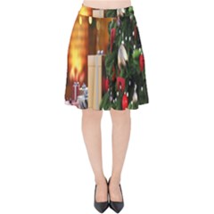 Christmas Tree And Presents Velvet High Waist Skirt by artworkshop