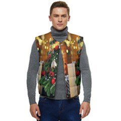 Christmas Tree And Presents Men s Short Button Up Puffer Vest	 by artworkshop