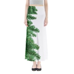 Green Christmas Tree Border Full Length Maxi Skirt by artworkshop