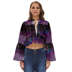 Outdoor Christmas Lights Tunnel Boho Long Bell Sleeve Top by artworkshop