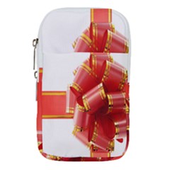 Red Ribbon Bow On White Background Waist Pouch (large) by artworkshop