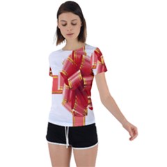 Red Ribbon Bow On White Background Back Circle Cutout Sports Tee by artworkshop