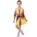 Ribbon Bow Kids  Long Sleeve Velvet Dress View1