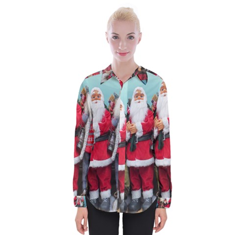 Santa On Christmas 3 Womens Long Sleeve Shirt by artworkshop