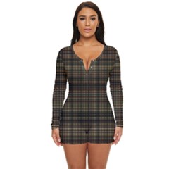 Plaid Long Sleeve Boyleg Swimsuit by nateshop