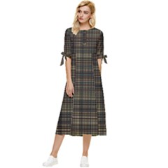 Plaid Bow Sleeve Chiffon Midi Dress by nateshop