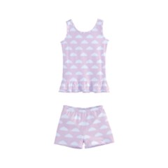 Little Clouds Pattern Pink Kids  Boyleg Swimsuit by ConteMonfrey