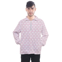 Little Clouds Pattern Pink Men s Half Zip Pullover