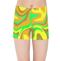 Groovy Wavy Pattern Colorful Pattern Kids  Sports Shorts by Wegoenart