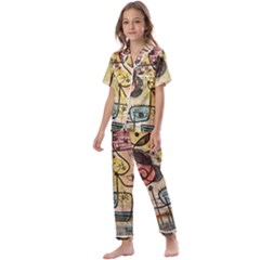 Puzzle Abstract Drawing Mysterious Kids  Satin Short Sleeve Pajamas Set by Wegoenart