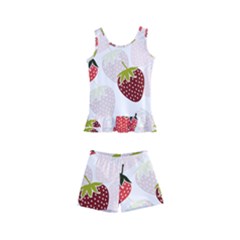 Strawberry Fruit Pattern Background Kids  Boyleg Swimsuit by Wegoenart