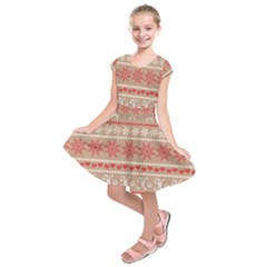 Christmas-pattern-background Kids  Short Sleeve Dress