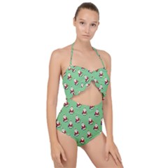 Christmas-santaclaus Scallop Top Cut Out Swimsuit by nateshop