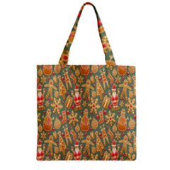 Pattern-santa Zipper Grocery Tote Bag by nateshop