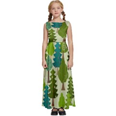 Seamless-forest-pattern-cartoon-tree Kids  Satin Sleeveless Maxi Dress by nateshop