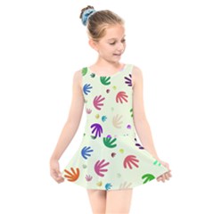 Doodle Squiggles Colorful Pattern Kids  Skater Dress Swimsuit by Ravend