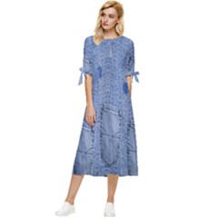 Background-jeans Bow Sleeve Chiffon Midi Dress by nateshop