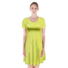 Background-texture-yellow Short Sleeve V-neck Flare Dress by nateshop