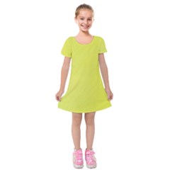 Background-texture-yellow Kids  Short Sleeve Velvet Dress