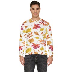 Watercolor-autumn-leaves-pattern-vector Men s Fleece Sweatshirt by nateshop