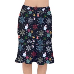 Christmas Thanksgiving Pattern Short Mermaid Skirt by Ravend