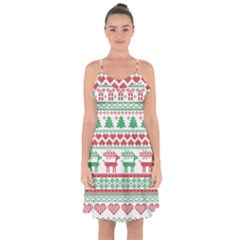 Scandinavian-nordic-christmas-seamless-pattern-vector Ruffle Detail Chiffon Dress