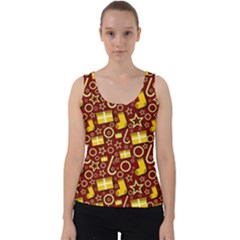 Pattern Paper Fabric Wrapping Velvet Tank Top