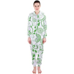 Paisley Floral Green Background Hooded Jumpsuit (ladies)