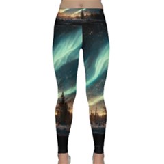 Northern Light North Sky Night Lightweight Velour Classic Yoga Leggings by Ravend