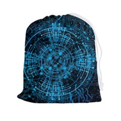 Network Circuit Board Trace Drawstring Pouch (2xl) by Ravend