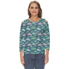 Llama Clouds  Cut Out Wide Sleeve Top