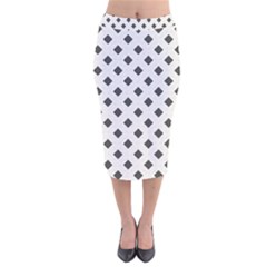 Spades Black And White Velvet Midi Pencil Skirt