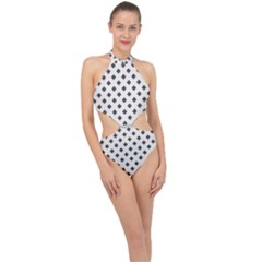 Spades Black And White Halter Side Cut Swimsuit by ConteMonfrey